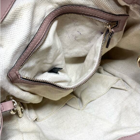 Gucci Soho Patent Leather 2 Way Tote Handbag Shoulder Bag Beige - Picture 14 of 17